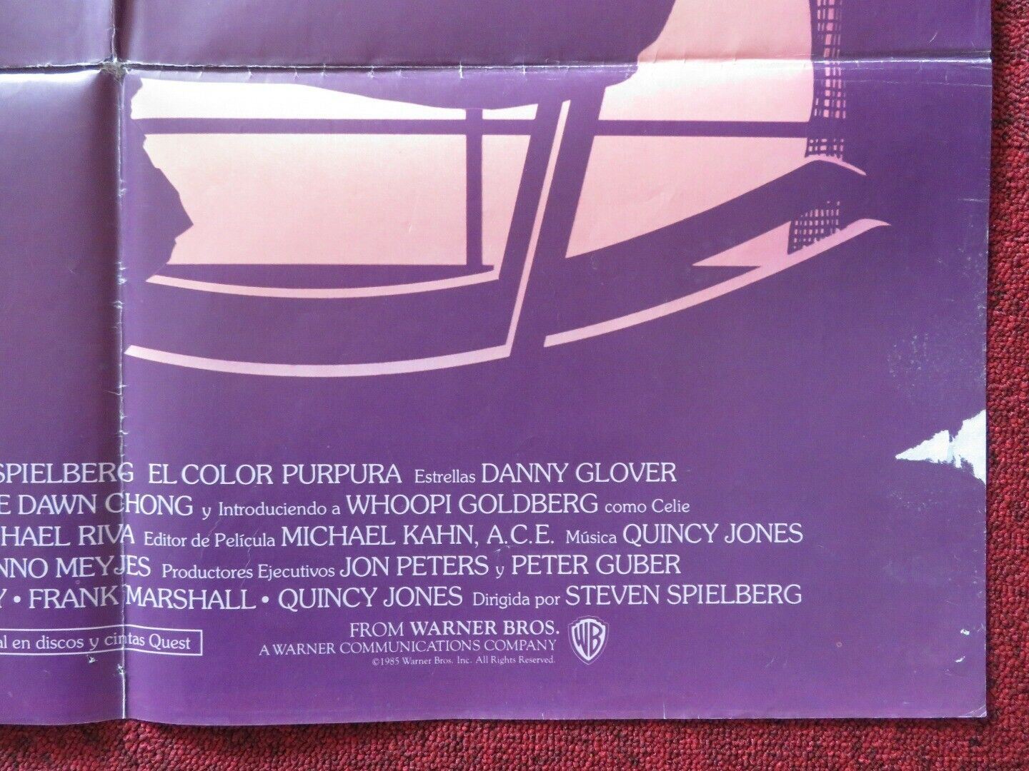 THE COLOR PURPLE SPANISH ONE SHEET FOLDED POSTER SPIELBERG DANNY GLOVER 1985