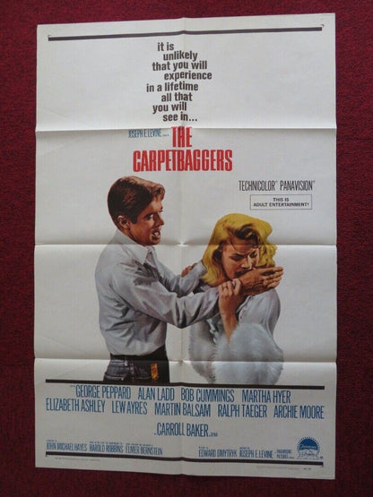 THE CARPETBAGGERS FOLDED US ONE SHEET POSTER GEORGE PEPPARD ALAN LADD 1964