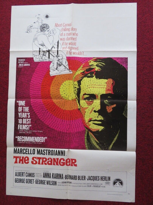 THE STRANGER  FOLDED US ONE SHEET POSTER MARCELLO MASTROIANNI ANNA KARINA 1967