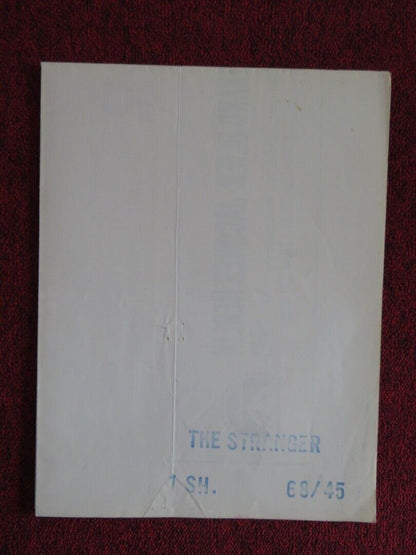 THE STRANGER  FOLDED US ONE SHEET POSTER MARCELLO MASTROIANNI ANNA KARINA 1967