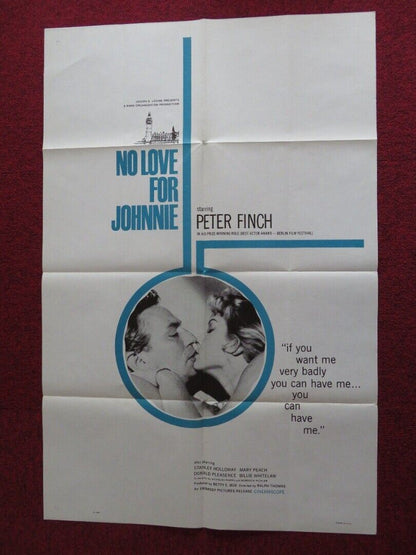 NO LOVE FOR JOHNNIE FOLDED US ONE SHEET POSTER PETER FINCH STANLEY HOLLOWAY '61