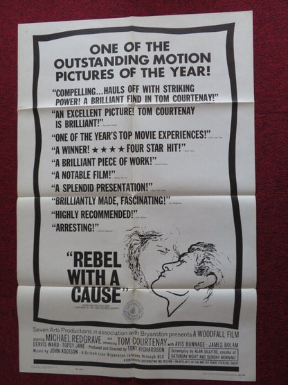 REBEL WITH A CAUSE/...FOLDED US ONE SHEET POSTER TOM COURTENAY 1962