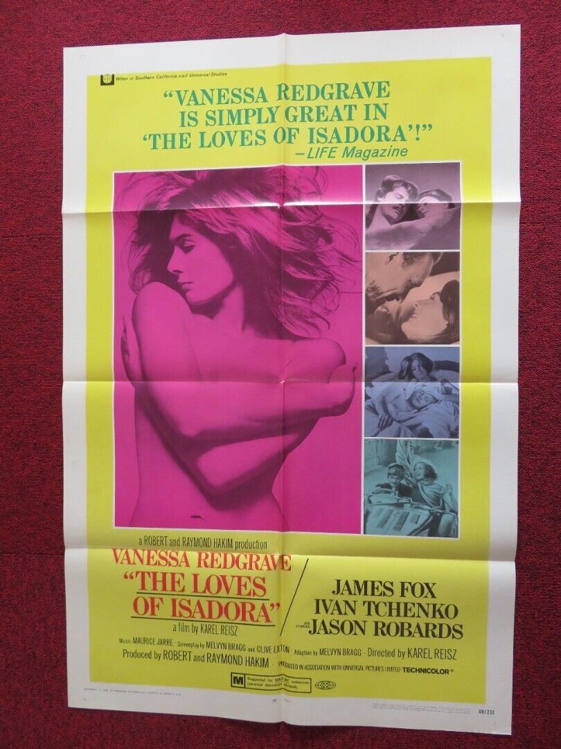 THE LOVES OF ISADORA / ISADORA FOLDED US ONE SHEET POSTER VANESSA REDG ...