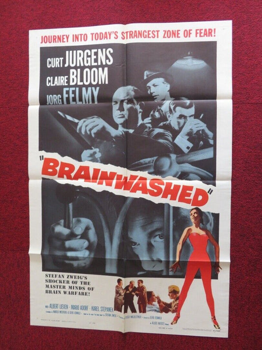 BRAINWASHED  FOLDED US ONE SHEET POSTER CURT JURGENS CLAIRE BLOOM 1960