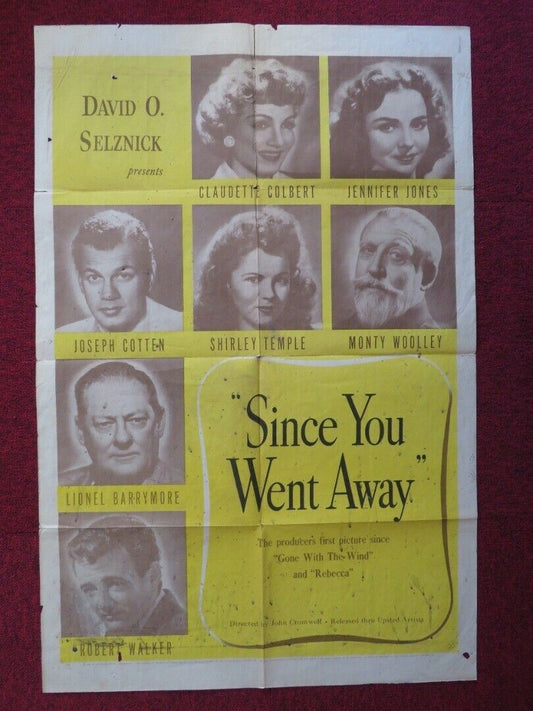 SINCE YOU WENT AWAY FOLDED US ONE SHEET POSTER  SHIRLEY TEMPLE 1944