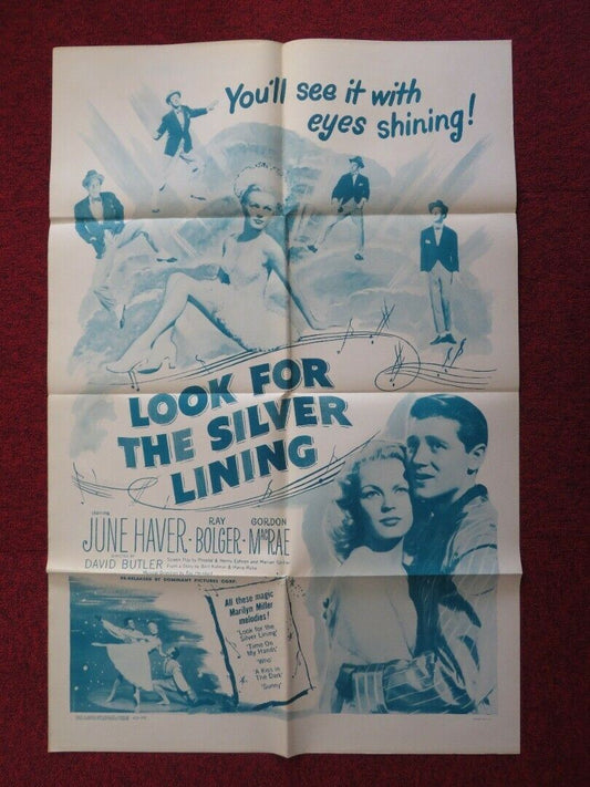 LOOK FOR THE SILVER LINING FOLDED US ONE SHEET POSTER JUNE HAVER RAY BOLGER '49