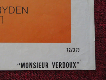 MONSIEUR VERDOUX FOLDED US ONE SHEET POSTER CHARLES CHAPLIN 1972