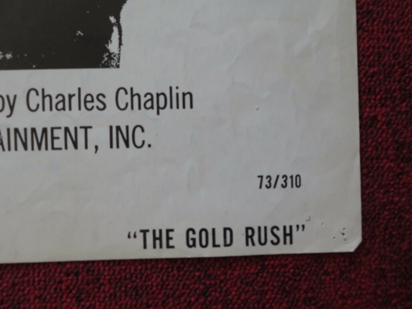 THE GOLD RUSH FOLDED US ONE SHEET POSTER CHARLES CHAPLIN 1973