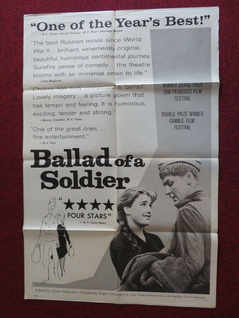 BALLAD OF A SOLDIER FOLDED US ONE SHEET POSTER VLADIMIR IVASHOV 1961