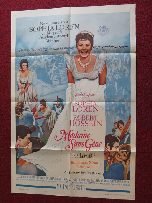 MADAME SANS GENE / MADAME FOLDED US ONE SHEET POSTER SOPHIA LOREN 1962