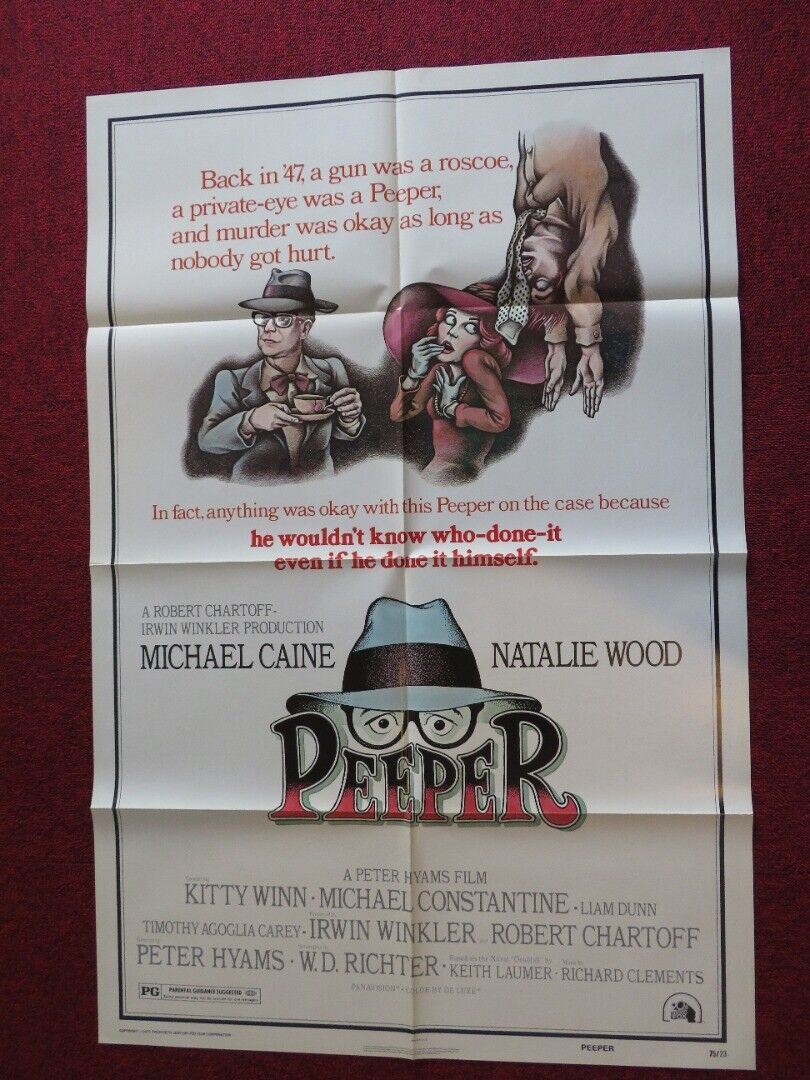 PEEPER FOLDED US ONE SHEET POSTER MICHAEL CAINE NATALIE WOOD 1975