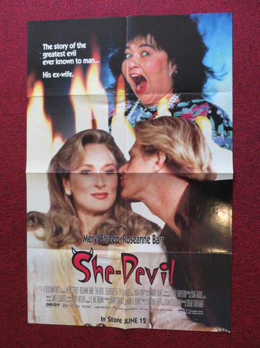 SHE-DEVIL VHS FOLDED US ONE SHEET POSTER (38" X 25") MERYL STREEP  1990