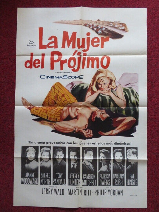 LA MUJER DEL PROJIMO / NO DOWN PAYMET ARGENTINA ONE SHEET FOLDED POSTER 1957