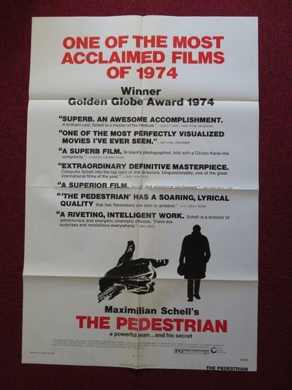 THE PEDESTRIAN FOLDED US ONE SHEET POSTER PEGGY ASHCROFT MAXMILIAN SCHELL 1974