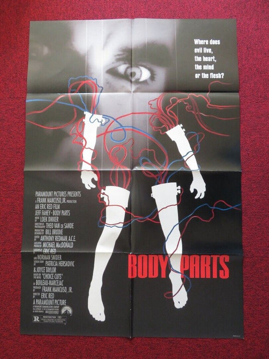 BODY PARTS FOLDED US ONE SHEET POSTER JEFF FAHEY LINDSAY DUNCAN 1991