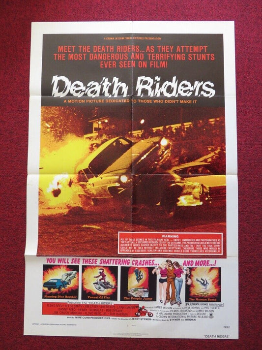 DEATH RIDERS  FOLDED US ONE SHEET POSTER FLOYD REED REESE SMITH 1976