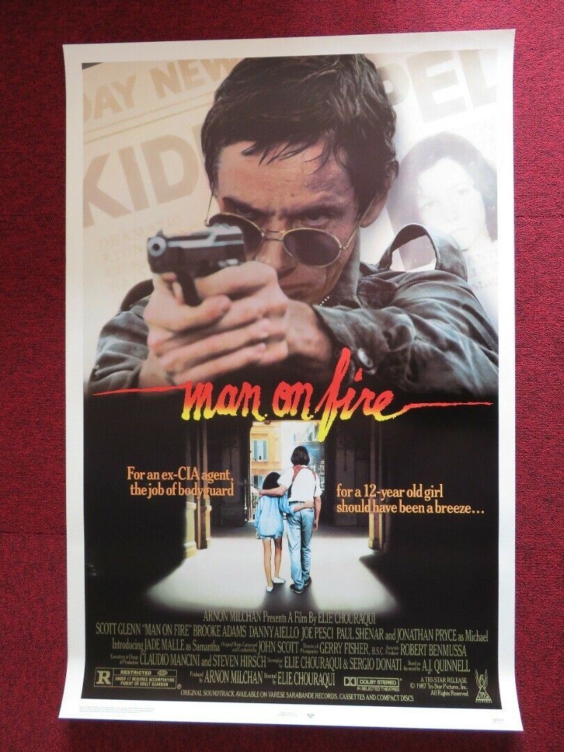 MAN ON FIRE US ONE SHEET ROLLED POSTER SCOTT GLENN BROOKE ADAMS 1987