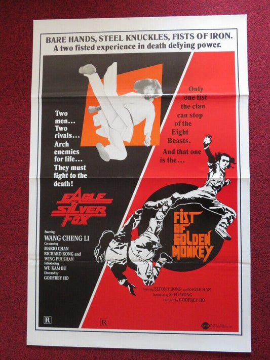 EAGLE VS SILVER FOX / FIST OF GOLDEN MONKEY  US ONE SHEET ROLLED POSTER 1983