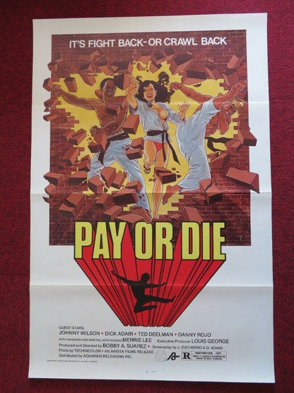 PAY OR DIE / MEAN BUSINESS- KUNG FU US ONE SHEET ROLLED POSTER DICK ADAIR 1981