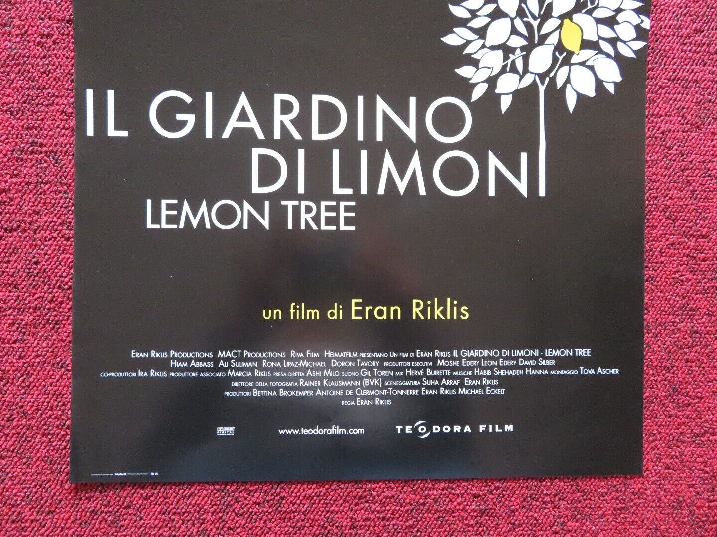 IL GIARDINO DE LIMONI / LEMON TREE ITALIAN LOCANDINA (27"x12.5") POSTER 2008