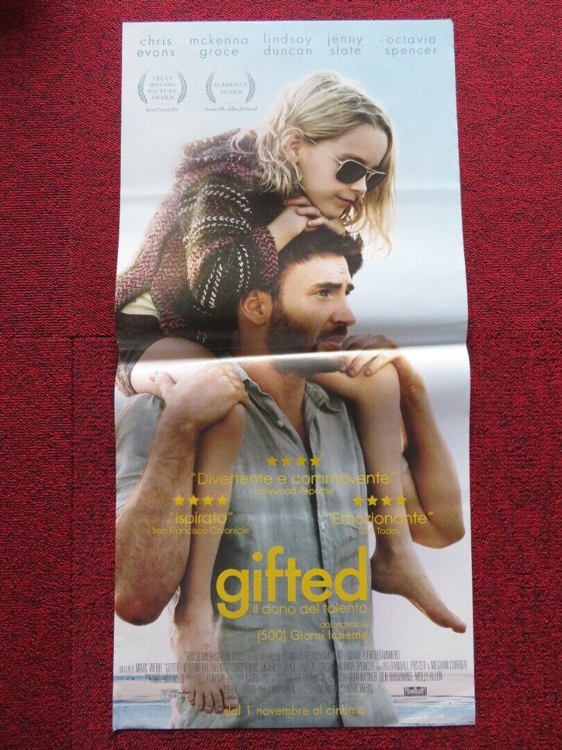 GIFTED ITALIAN LOCANDINA (27"x13") POSTER CHRIS EVANS MCKENNA GRACE 2017