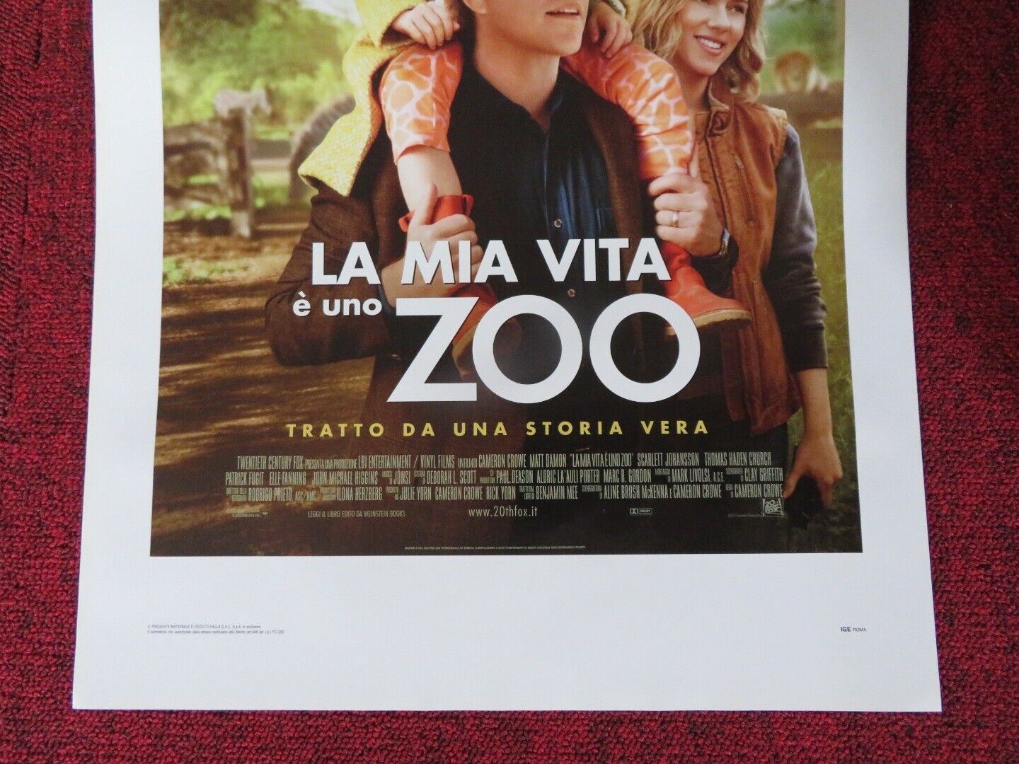 LA MIA VITA E UNO ZOO / WE BOUGHT A ZOO ITALIAN LOCANDINA (27.5