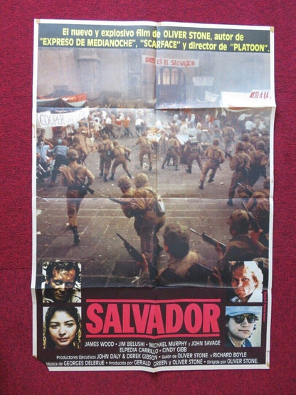 SALVADOR SPANISH ONE SHEET FOLDED POSTER OLIVER STONE JAMES WOODS 1986