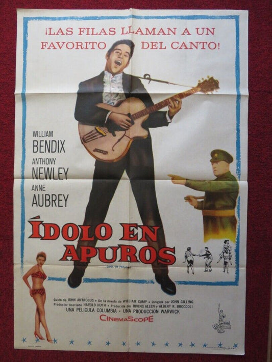 IDOL ON PARADE ARGENTINA ONE SHEET FOLDED POSTER WILLIAM BENDIX ANTHONY NEWLEY