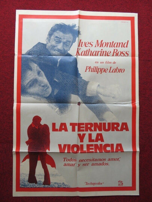 CHANCE AND VIOLENCE PERU ONE SHEET FOLDED POSTER YVES MONTAND KATHARINE ROSS