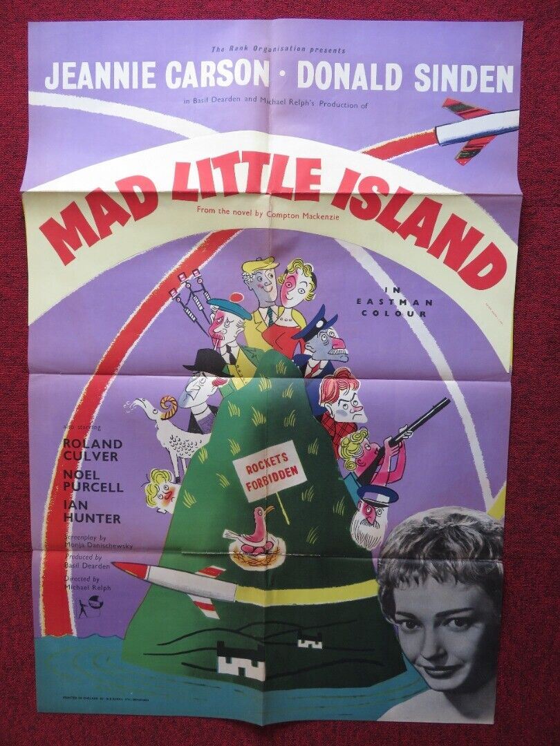 MAD LITTLE ISLAND USA ONE SHEET FOLDED POSTER DONALD SINDEN JEANNIE CARSON 1958