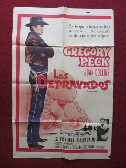 THE BRAVADOS SPANISH ONE SHEET FOLDED POSTER GREGORY PECK JOAN COLLINS 1958