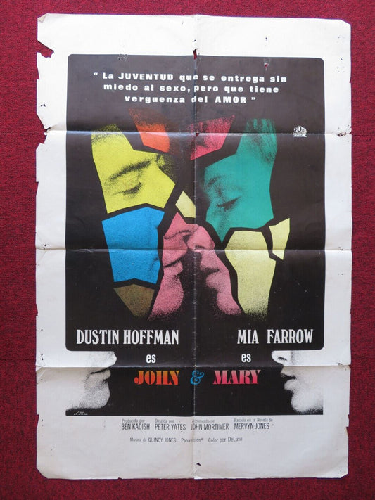 JOHN AND MARY SPANISH ONE SHEET FOLDED POSTER DUSTIN HOFFMAN MIA FARROW 1969