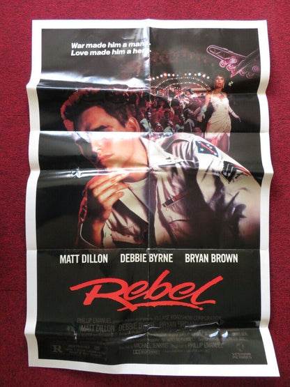 REBEL USA ONE SHEET FOLDED POSTER MATT DILON DEBRA BYRNE 1985