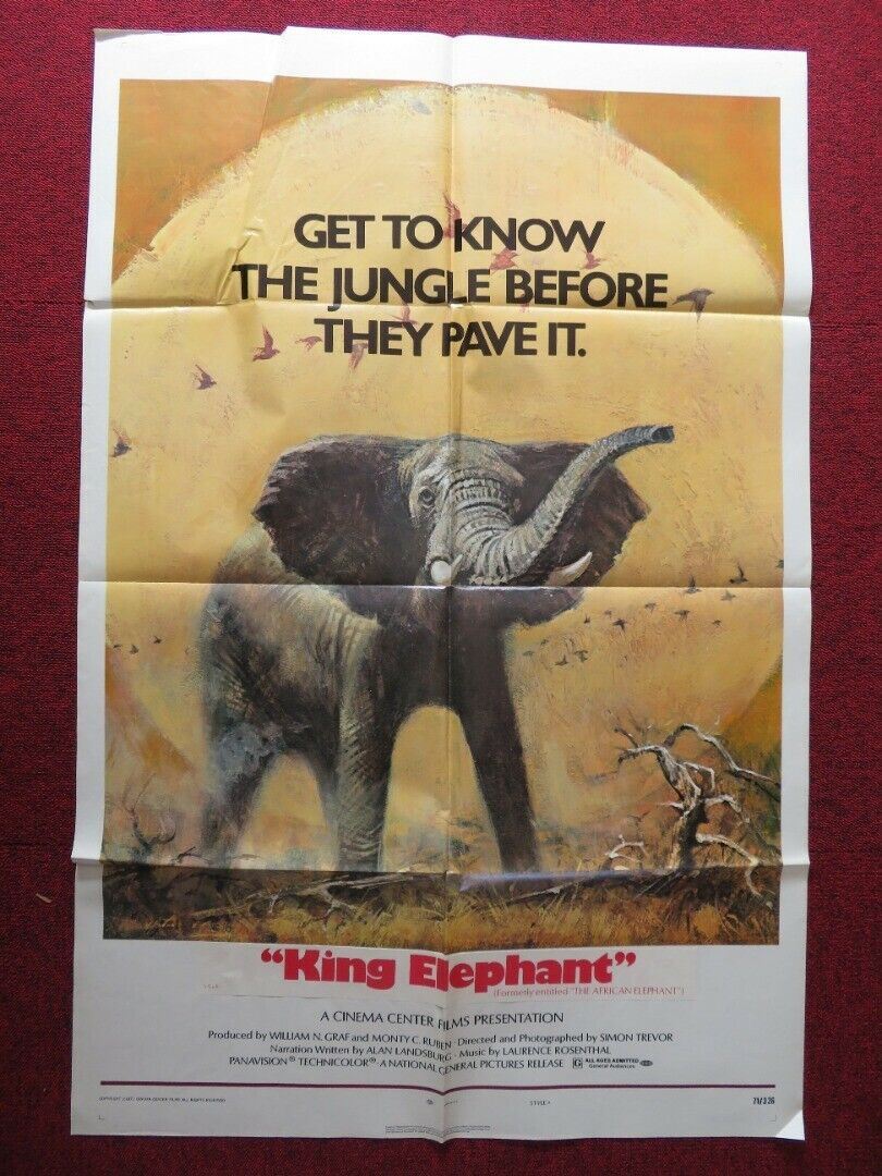 KING ELEPHANT USA ONE SHEET FOLDED POSTER DAVID WAYNE 1971