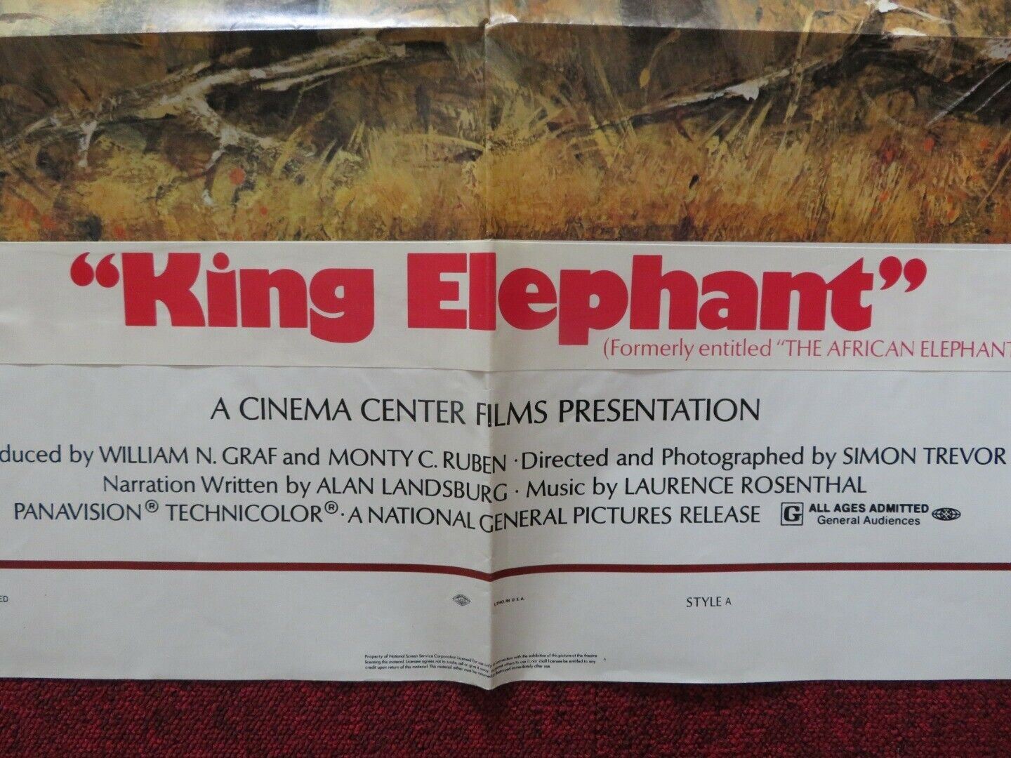 KING ELEPHANT USA ONE SHEET FOLDED POSTER DAVID WAYNE 1971