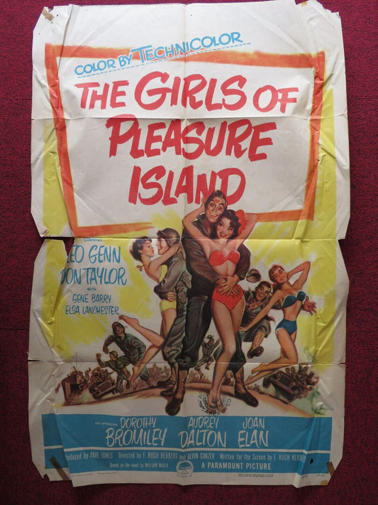 THE GIRLS OF PLEASURE ISLAND USA ONE SHEET FOLDED POSTER DON TAYLOR LEO GENN