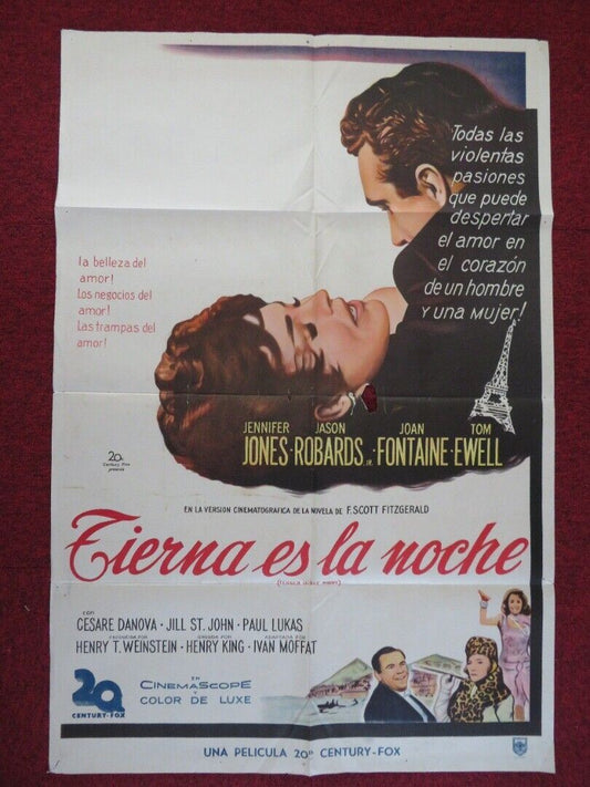 TENDER IS THE NIGHT MEXICO ONE SHEET FOLDED POSTER JOAN FONTAINE JASON ROBARDS