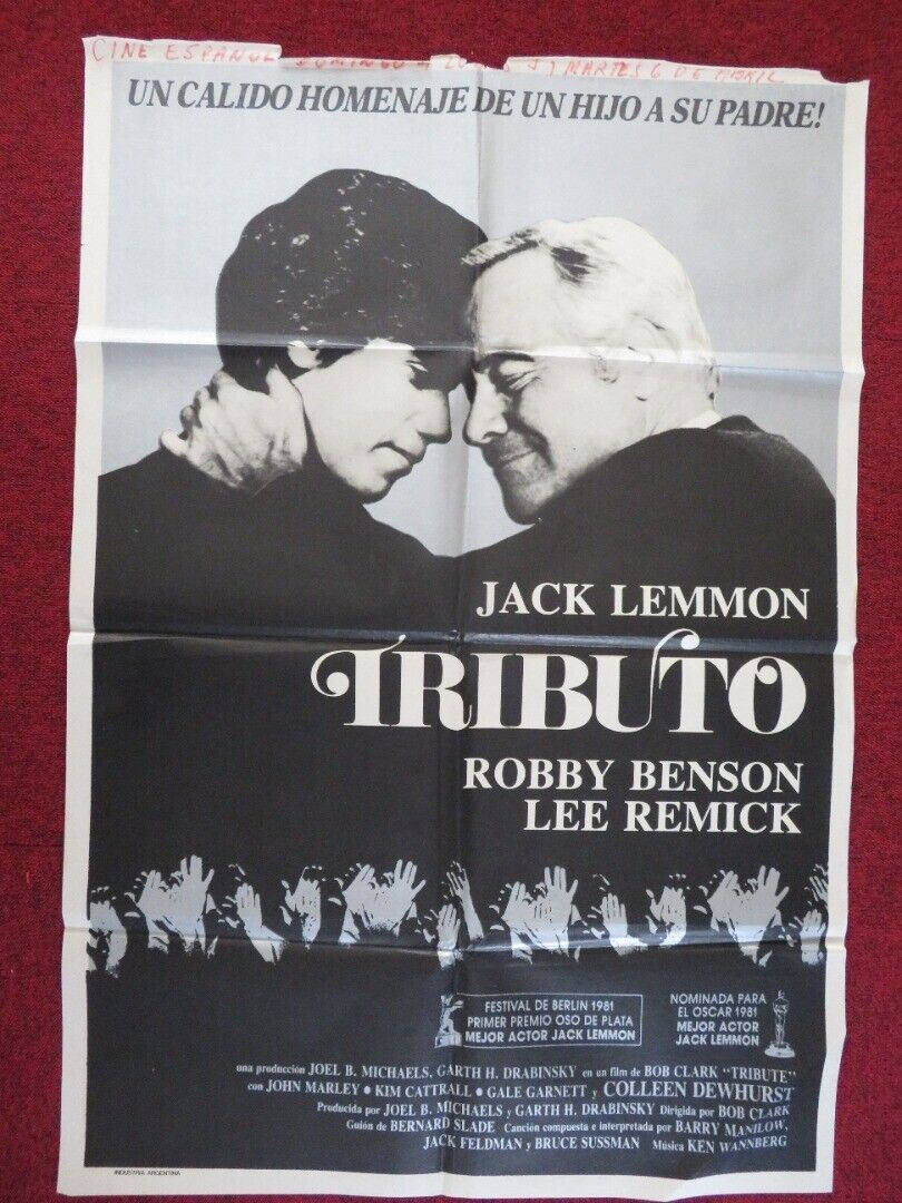 TRIBUTE / TRIBUTO  ARGENTINA ONE SHEET POSTER JACK LEMMON ROBBY BENSON 1980