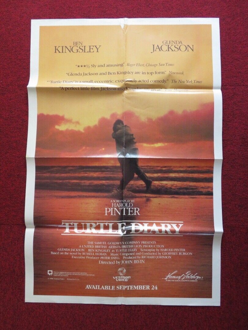 TURTLE DIARY FOLDED US ONE SHEET POSTER GLENDA JACKSON BEN KINGSLEY 1986