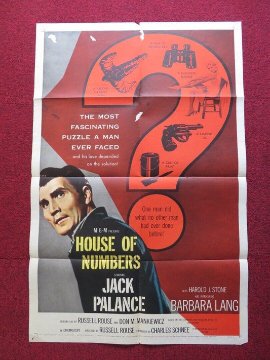 HOUSE OF NUMBERS FOLDED US ONE SHEET POSTER JACK PALANCE HAROLD J. STONE 1957