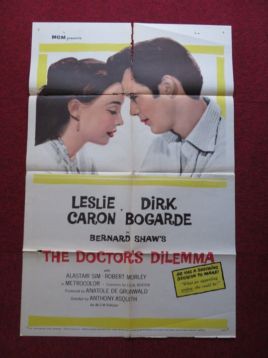 THE DOCTOR'S DILEMMA FOLDED US ONE SHEET POSTER DIRK BOGARDE ALASTAIR SIM 1959