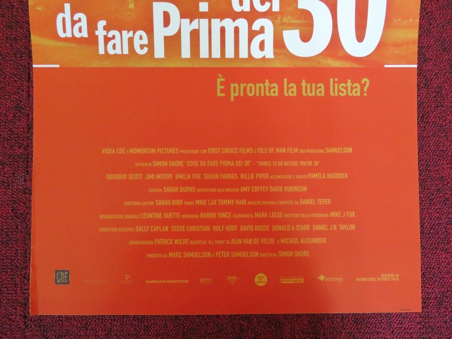 COSE DA FARE DEI PRIMA 30 ITALIAN LOCANDINA (26"x13") POSTER DOUGRAY SCOTT 2005