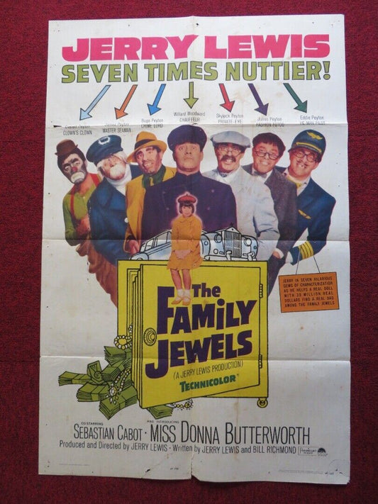 THE FAMILY JEWELS US ONE SHEET POSTER JERRY LEWIS SEBASTIAN CABOT 1965