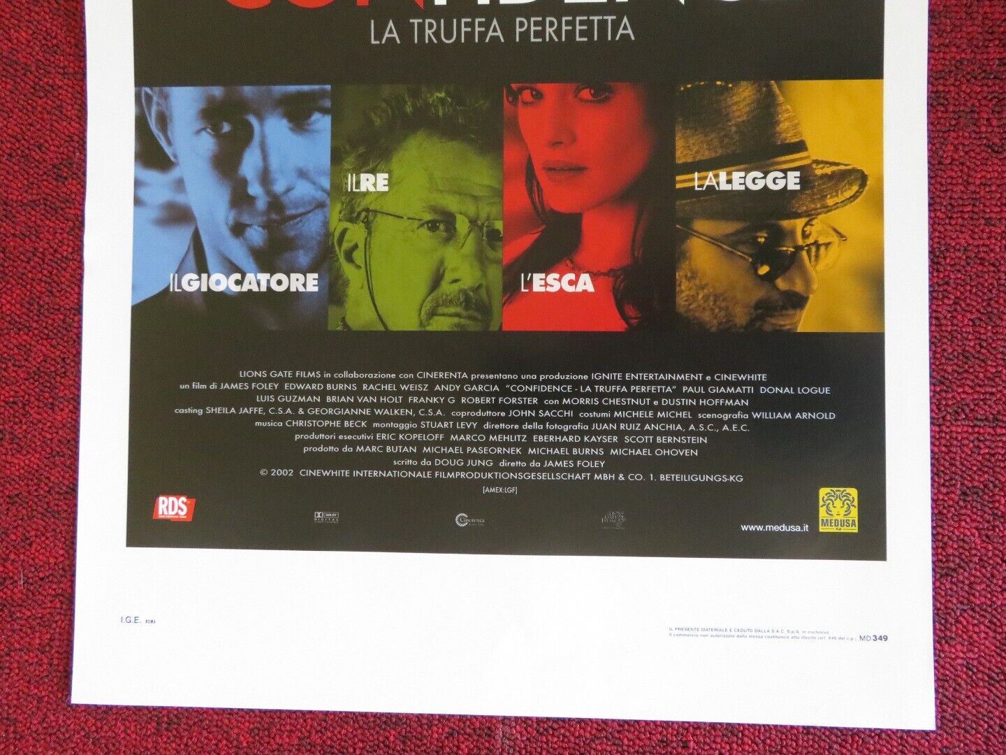 CONFIDENCE ITALIAN LOCANDINA (27.5"x13") POSTER EDWARD BURNS RACHEL WEISZ 2003