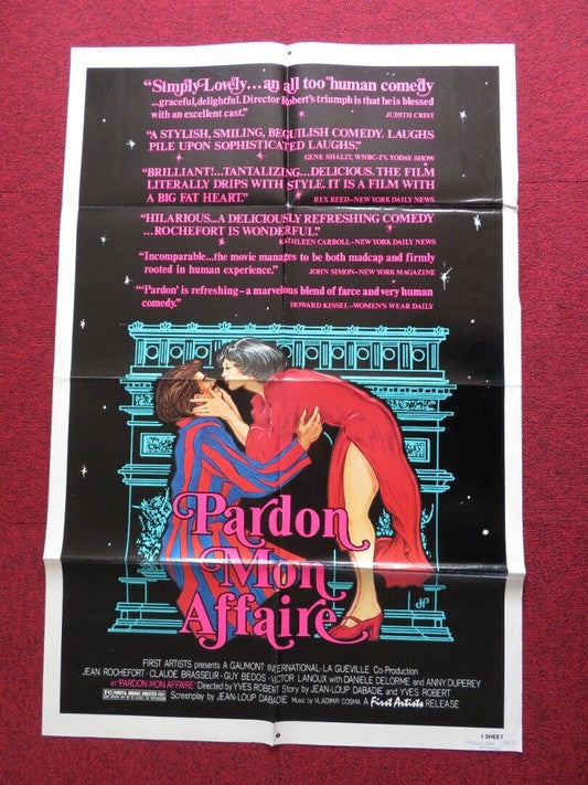 PARDON MON AFFAIRE US ONE SHEET POSTER JEAN ROCHEFORT CLAUDE BRASSEUR 1976