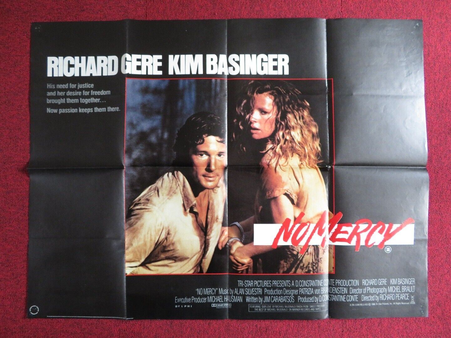 NO MERCY UK QUAD POSTER RICHARD GERE KIM BASINGER 1986