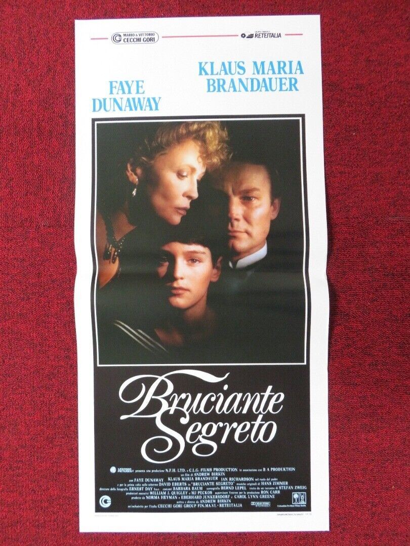 BURNING SECRET ITALIAN LOCANDINA (27.5"x13") POSTER FAYE DUNAWAY KLAUS 1988