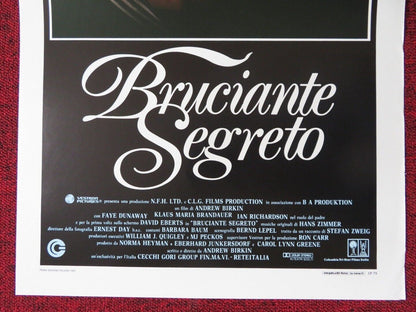 BURNING SECRET ITALIAN LOCANDINA (27.5"x13") POSTER FAYE DUNAWAY KLAUS 1988