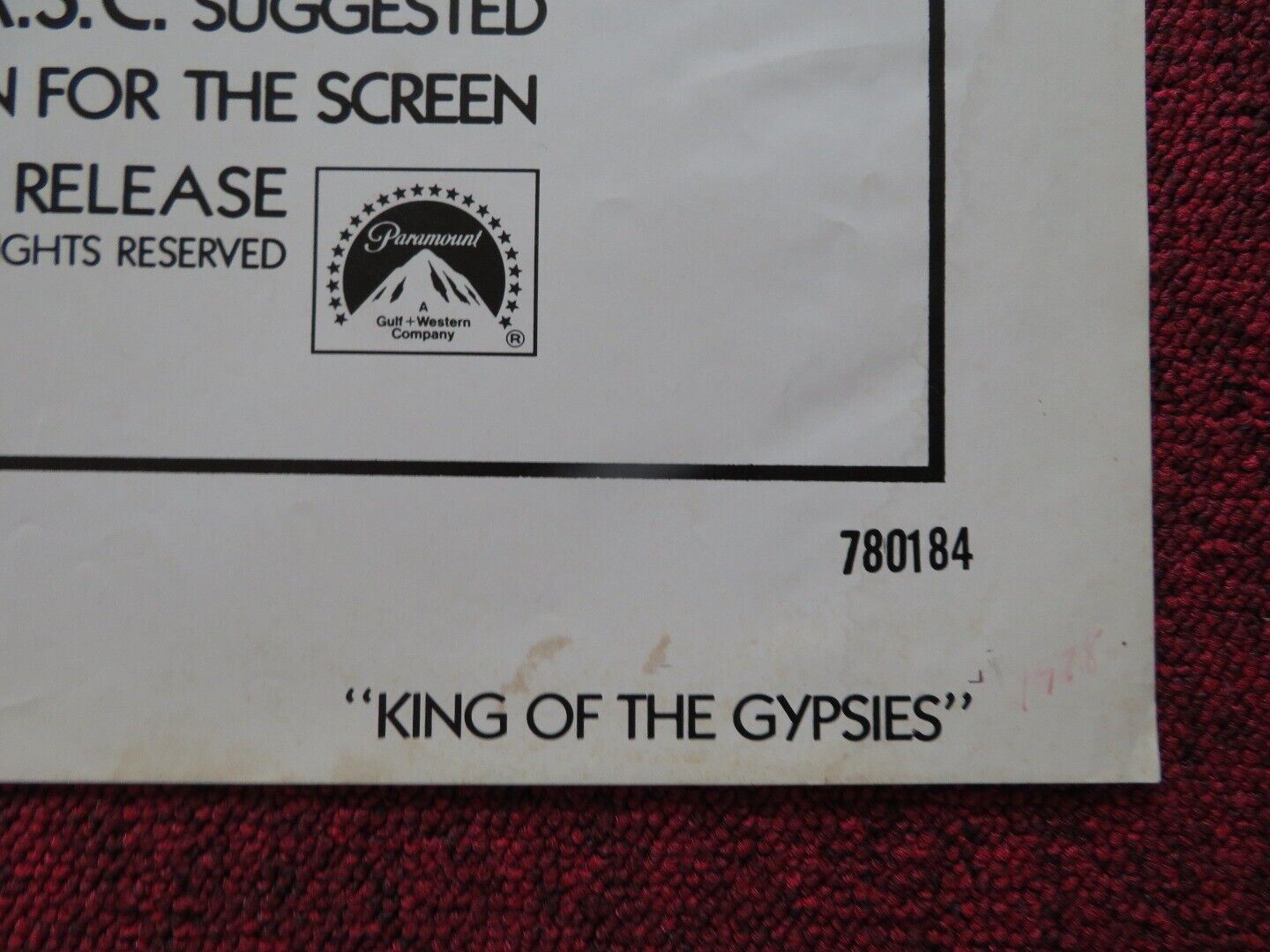 KING OF THE GYPSIES US ONE SHEET POSTER STERLING HAYDEN 1978