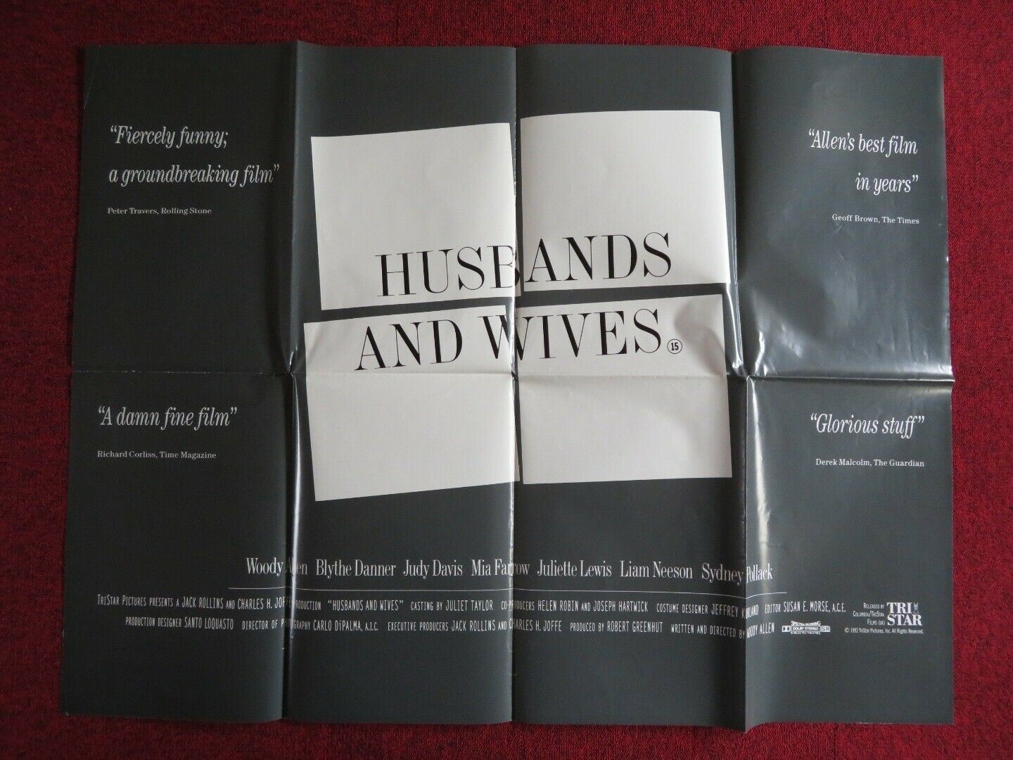 HUSBANDS AND WIVES UK QUAD POSTER NICK METROPOLIS WOODY ALLEN 1992